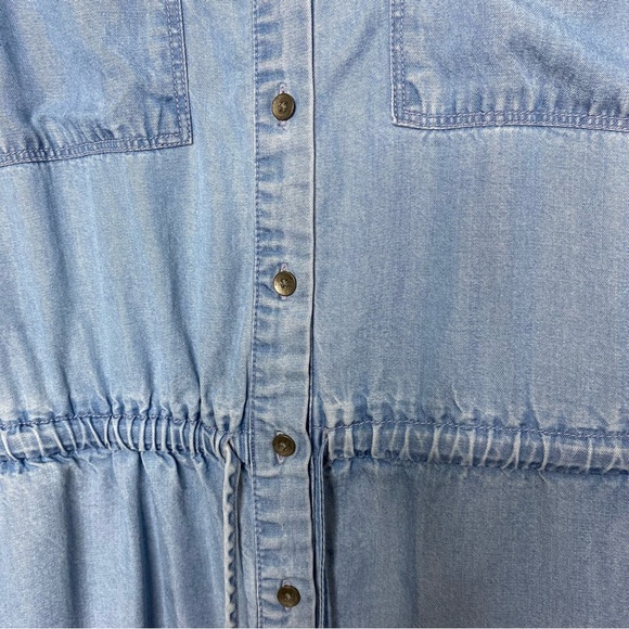 Anthropologie Daily Ritual Utility Dress 8 Medium Blouson Lyocell Blue Chambray - Picture 7 of 11